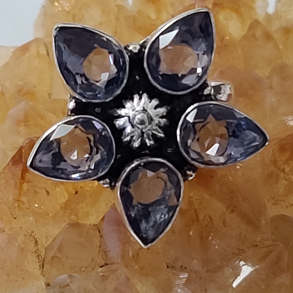 New*Vintage Flower Tanzanite Silver Ring